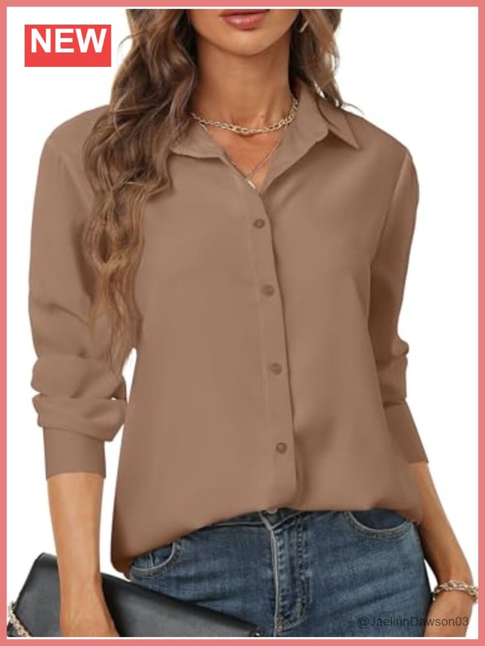 Women's Button Down Shirt Long Sleeve Polyester Chiffon Blouse